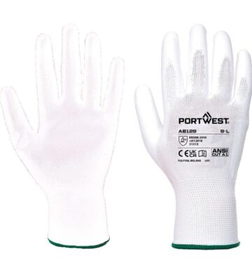 Portwest AB129 Grip 13 PU Palm Essential Full Box (288 Pairs) – White