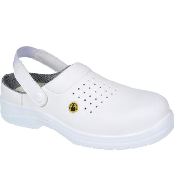 Portwest FC03 Composite Microfibre Clog SB ESD SRC A E FO – White