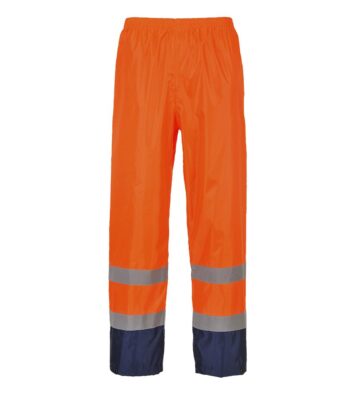 Portwest H444 Hi-Vis Contrast Classic Rain Trousers – Orange/Navy