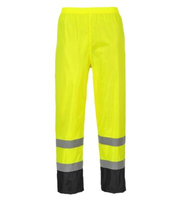 Portwest H444 Hi-Vis Contrast Classic Rain Trousers – Yellow/Black