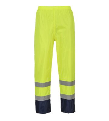 Portwest H444 Hi-Vis Contrast Classic Rain Trousers – Yellow/Navy