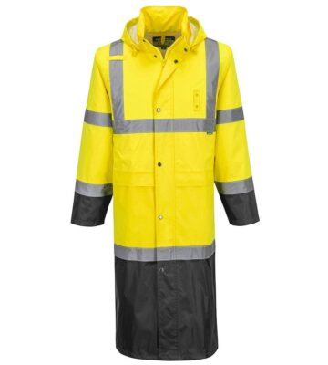 Portwest H446 Hi-Vis Contrast Raincoat 122cm – Yellow/Black