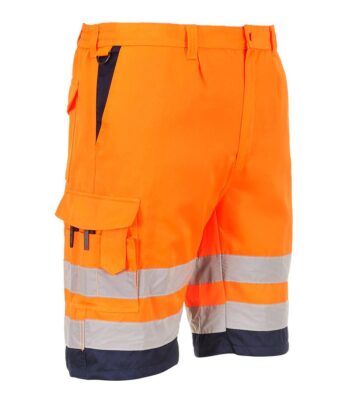 Portwest L043 Hi-Vis Lightweight Polycotton Shorts – Orange/Navy