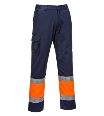Portwest L049 Hi-Vis Lightweight Contrast Class 1 Service Trousers – Orange/Navy