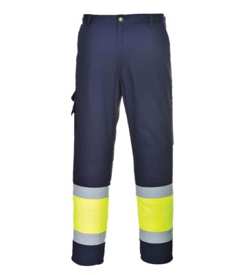 Portwest L049 Hi-Vis Lightweight Contrast Class 1 Service Trousers – Yellow/Navy