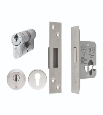 Carlisle Brass EDB5025/CT/SSS Eurospec 64mm Euro Profile Deadlock Set with Cylinder & Thumbturn – Satin Stainless Steel
