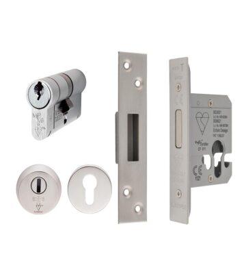Carlisle Brass EDB5025SSS Eurospec 64mm Euro Profile Deadlock Set with Double Cylinder – Satin Stainless Steel